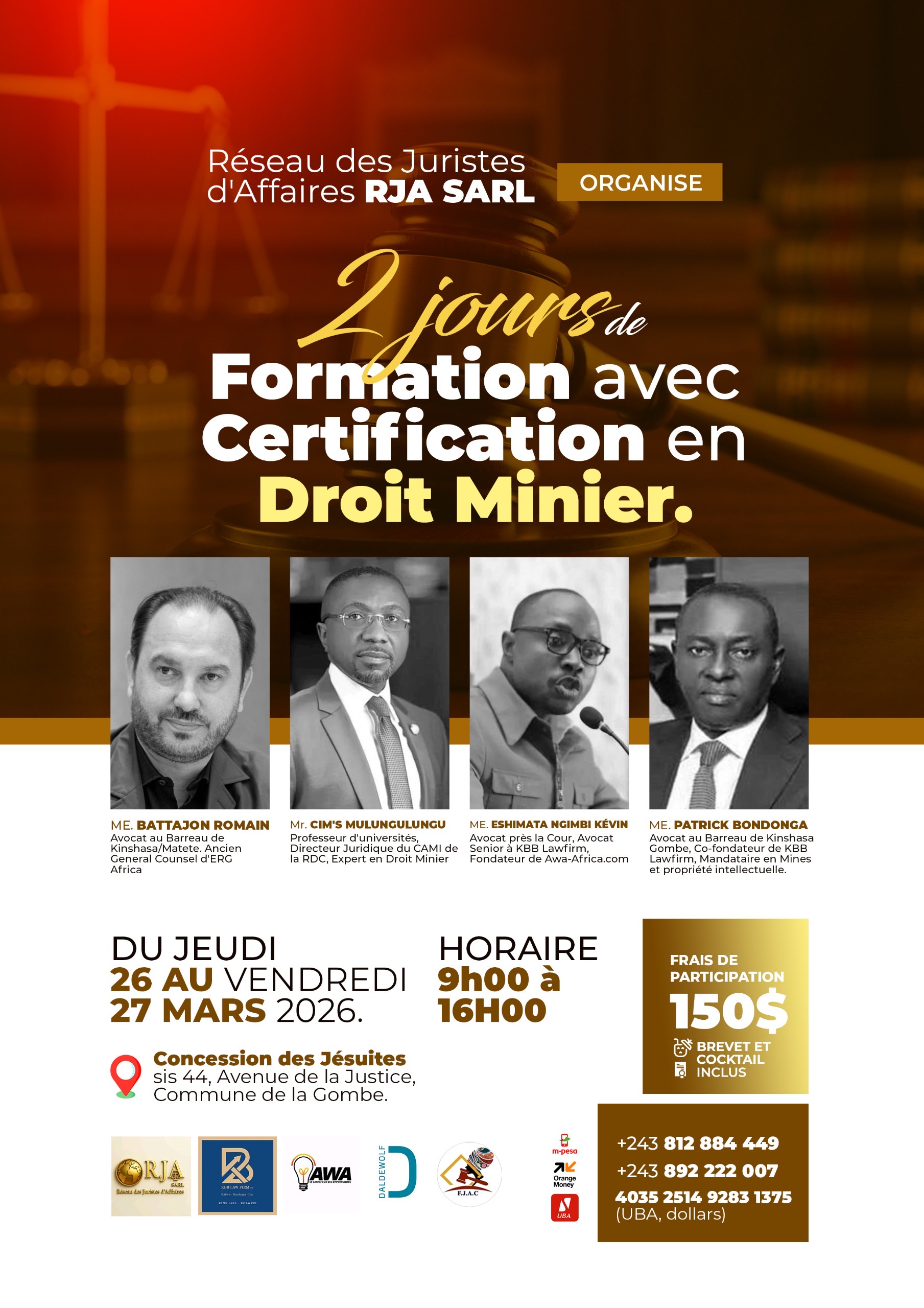 SESSION DE FORMATION CERTIFIANTE EN DROIT MINIER