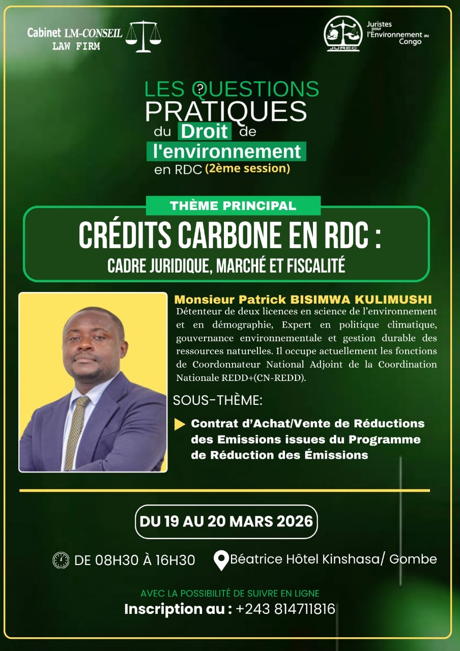 Formation Professionnelle Les Questions Pratiques du Droit de l Environnement en RDC 2eme Session